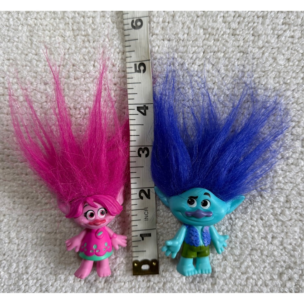 DreamWorks Trolls Poppy and Branch Mini Figure Set Pink Blue Hair 2016 C-3632A